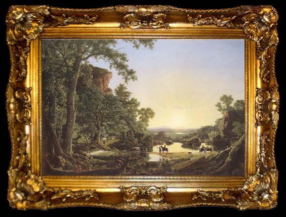 framed  Frederic E.Church Hooker and Company Journeying through the Wilderness in 1636 from Plymouth to Harford, ta009-2